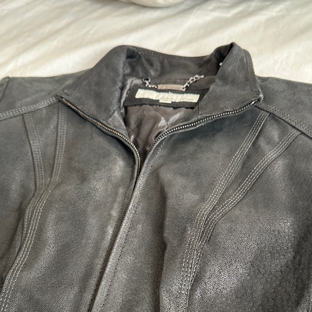 Wilsons Leather Black Women's Zip-Front Leather Jacket - Picture 8 of 12